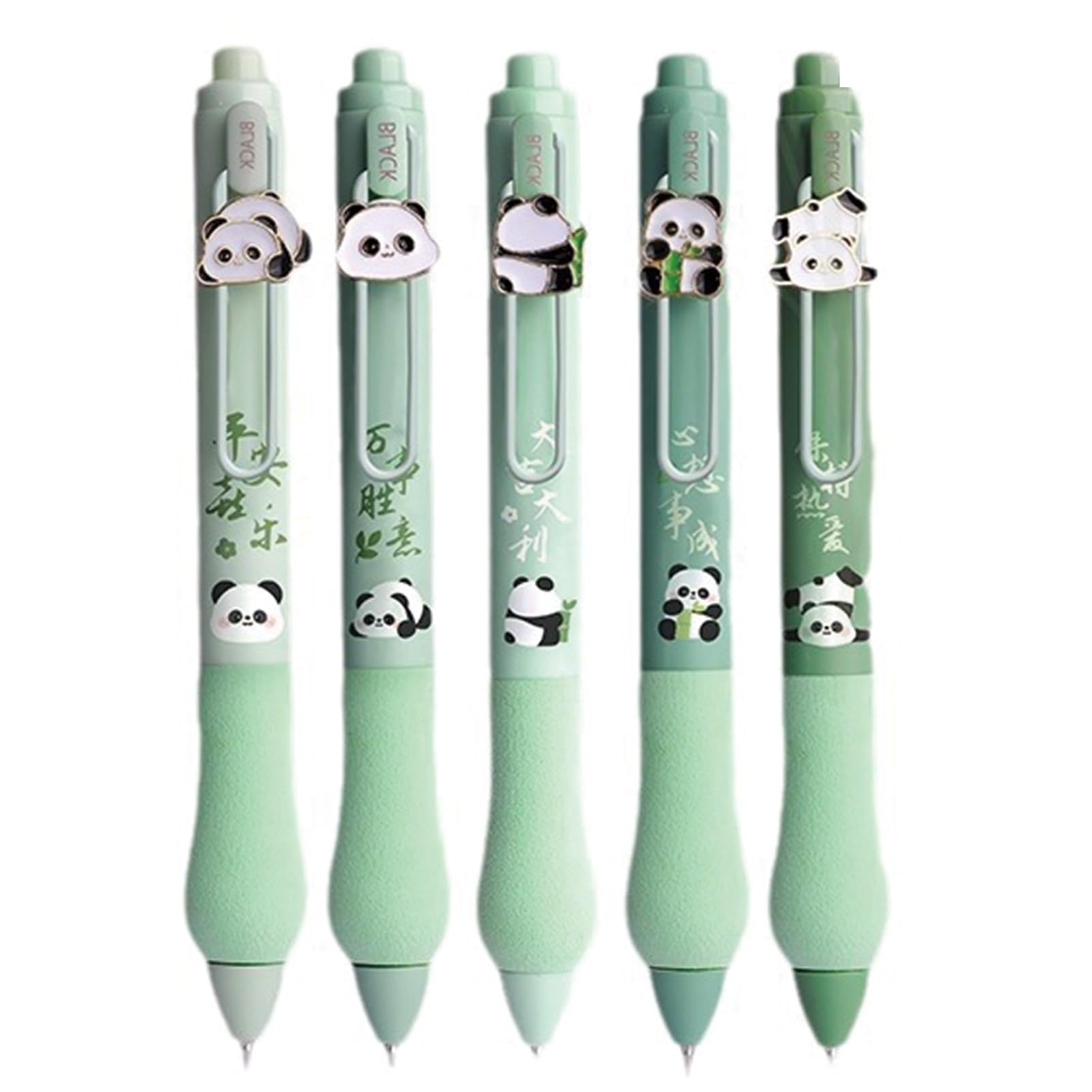 5 Pcs Cute Retractable Pens Gel Ink Pens Cartoon Panda Soft Grip Pens 0.5mm Black Writing Pen Office School Pens Women Girls Men Boy Pens (5Pcs Panda)