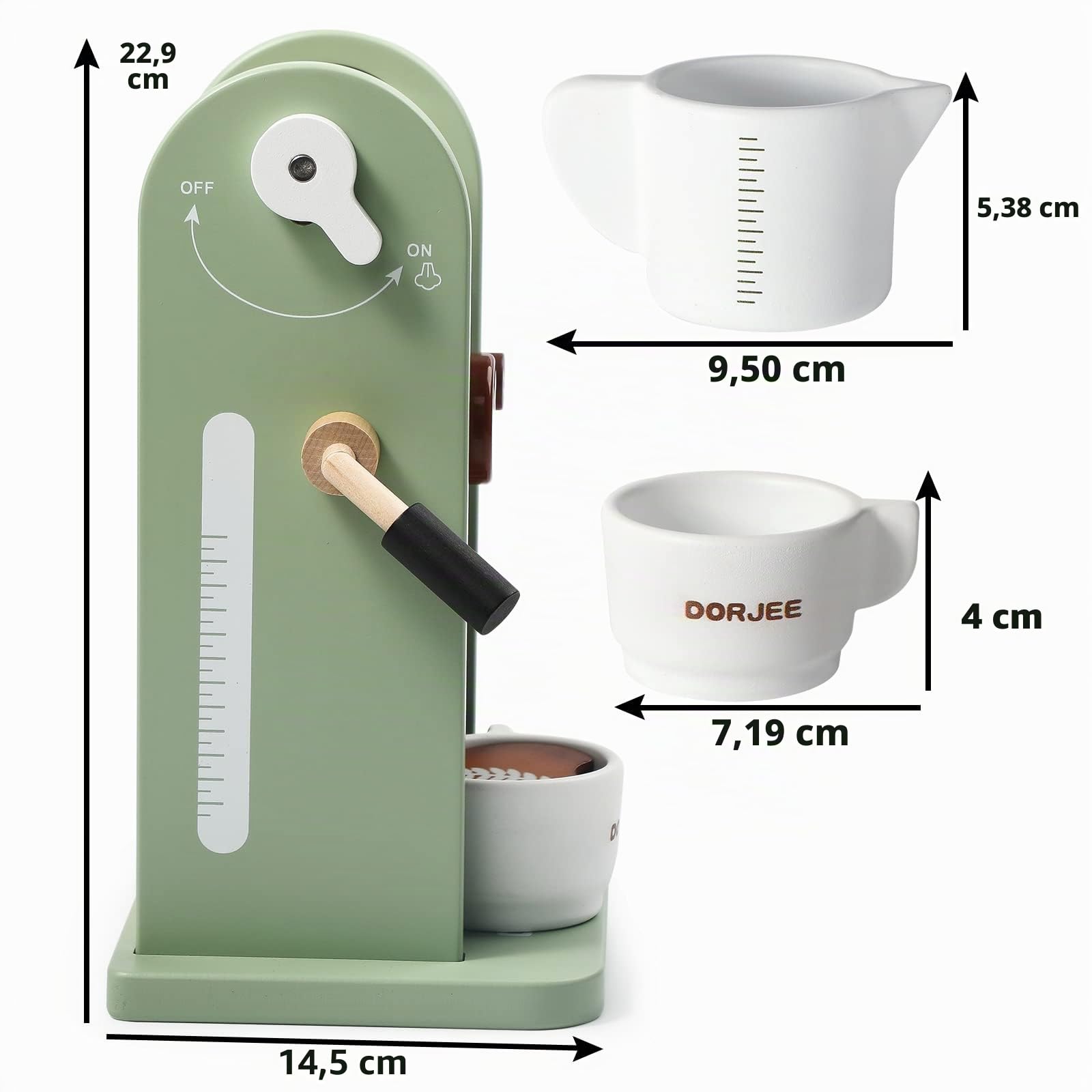 Dorjee Spielküche Zubehör Kinder Kaffeemaschine Spielset - Holzmühle Spielküche Kinderspielzeug für Kleinkinder Geschenk für Mädchen und Jungen, stimuliert fantasievolles Spiel- und Lebensfähigkeiten