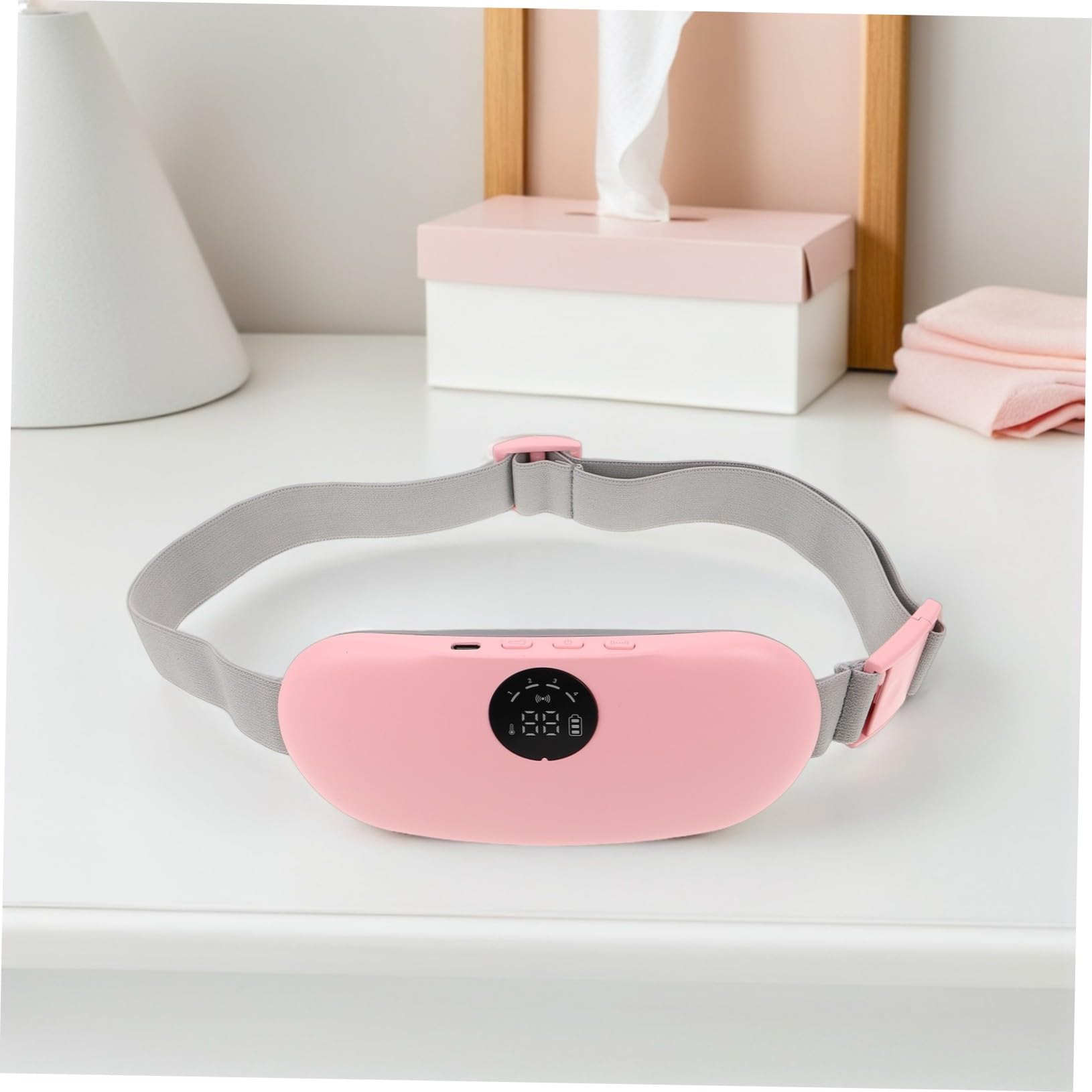 Beaupretty Cinturón Calentador para Cólicos Menstruales Almohadilla Térmica Eléctrica para Abdomen Masajeador Lumbar Portátil para Aliviar Dolores Menstruales para Uso Diario Casa Trabajo