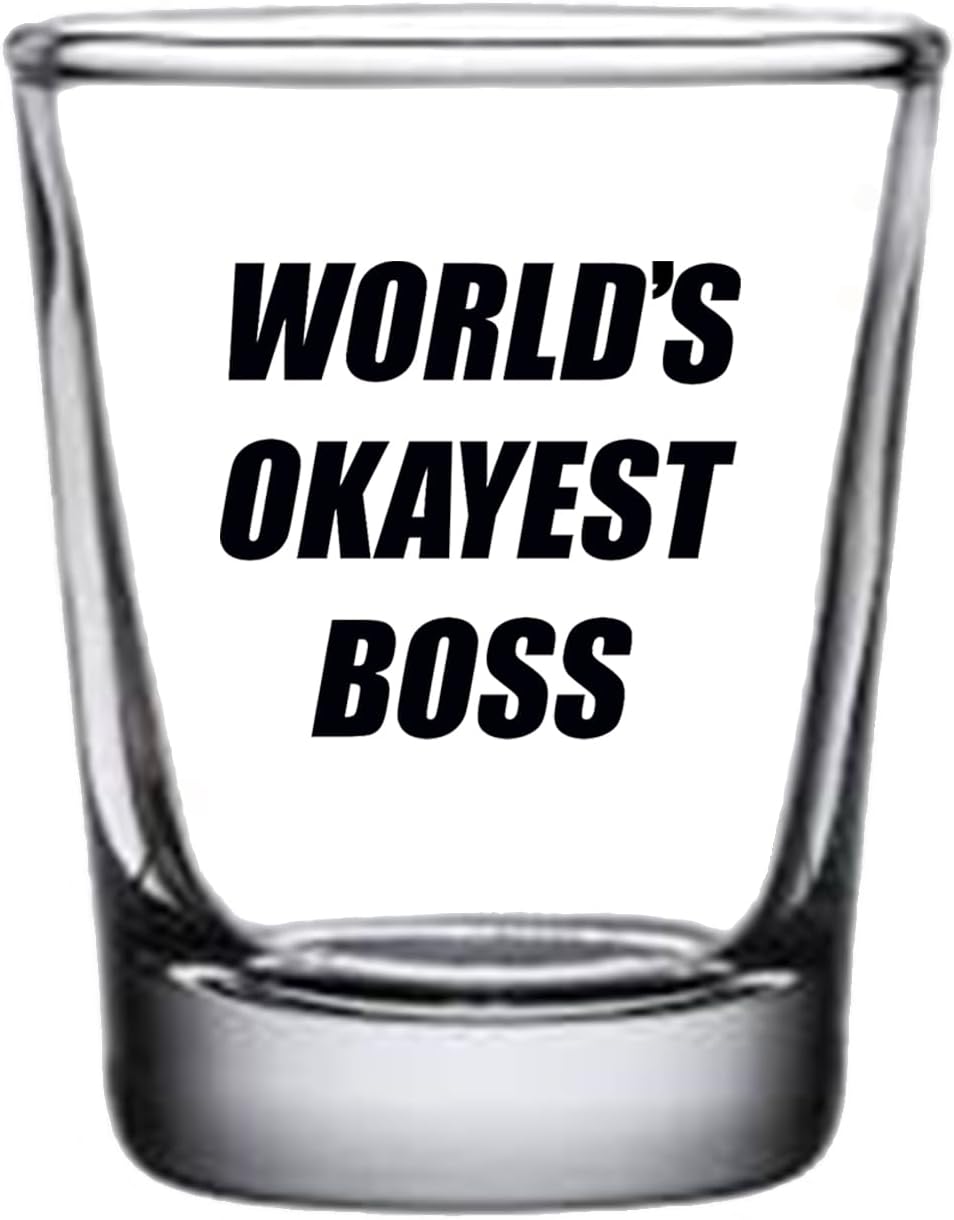 Rogue River Tactical Sarcastic Funny Combo Worlds Okayest Boss, Rooster Sucker Shot Glass Bundle of Two, Gift Set Idea for Friend, Coworker or Boss, 1.5 Ounce image 2