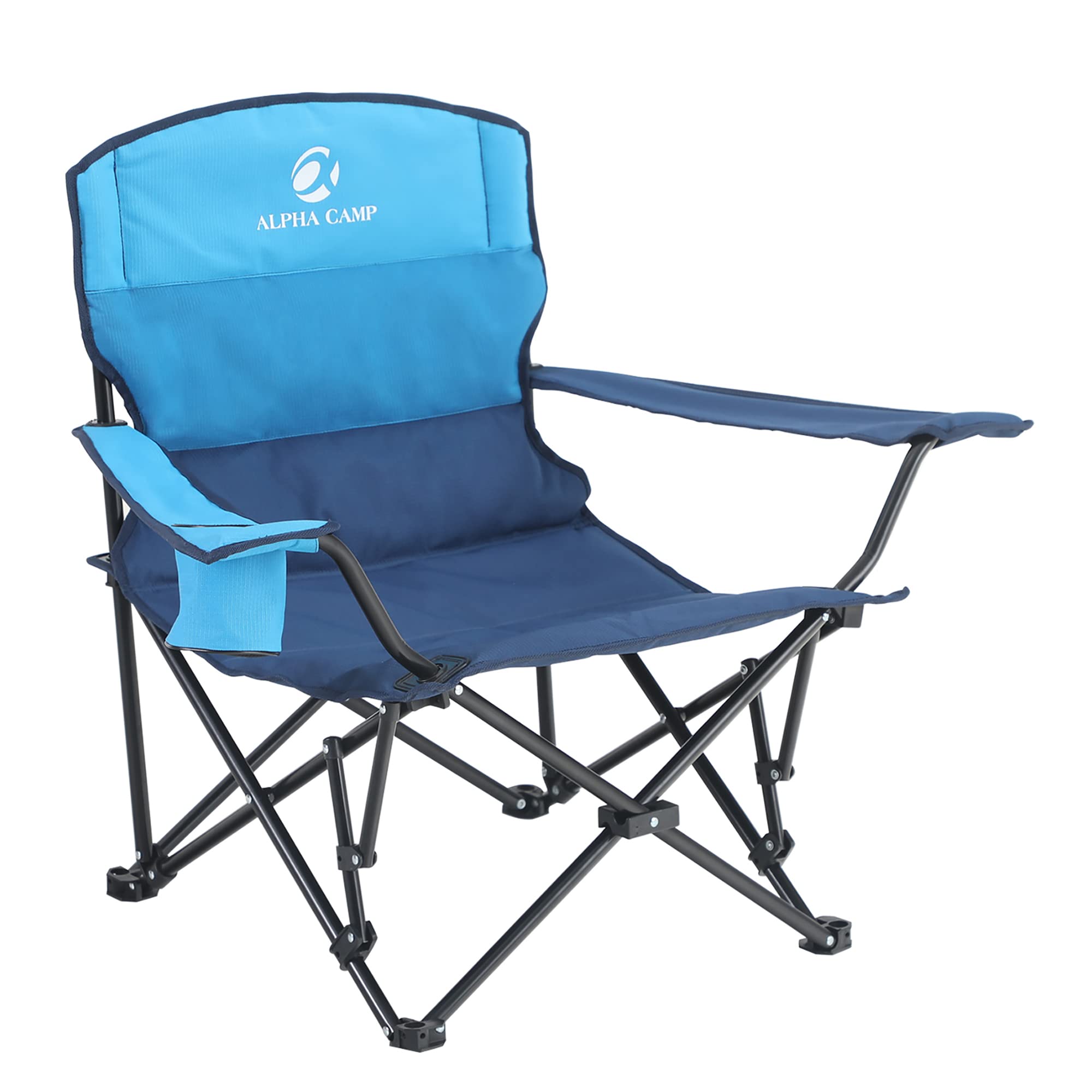 LET'S CAMP Folding Camping Chair, Portable, Blue, Steel Frame, 250LBS, Outdoor, Casual, Reclining, 1 Position, 12.59