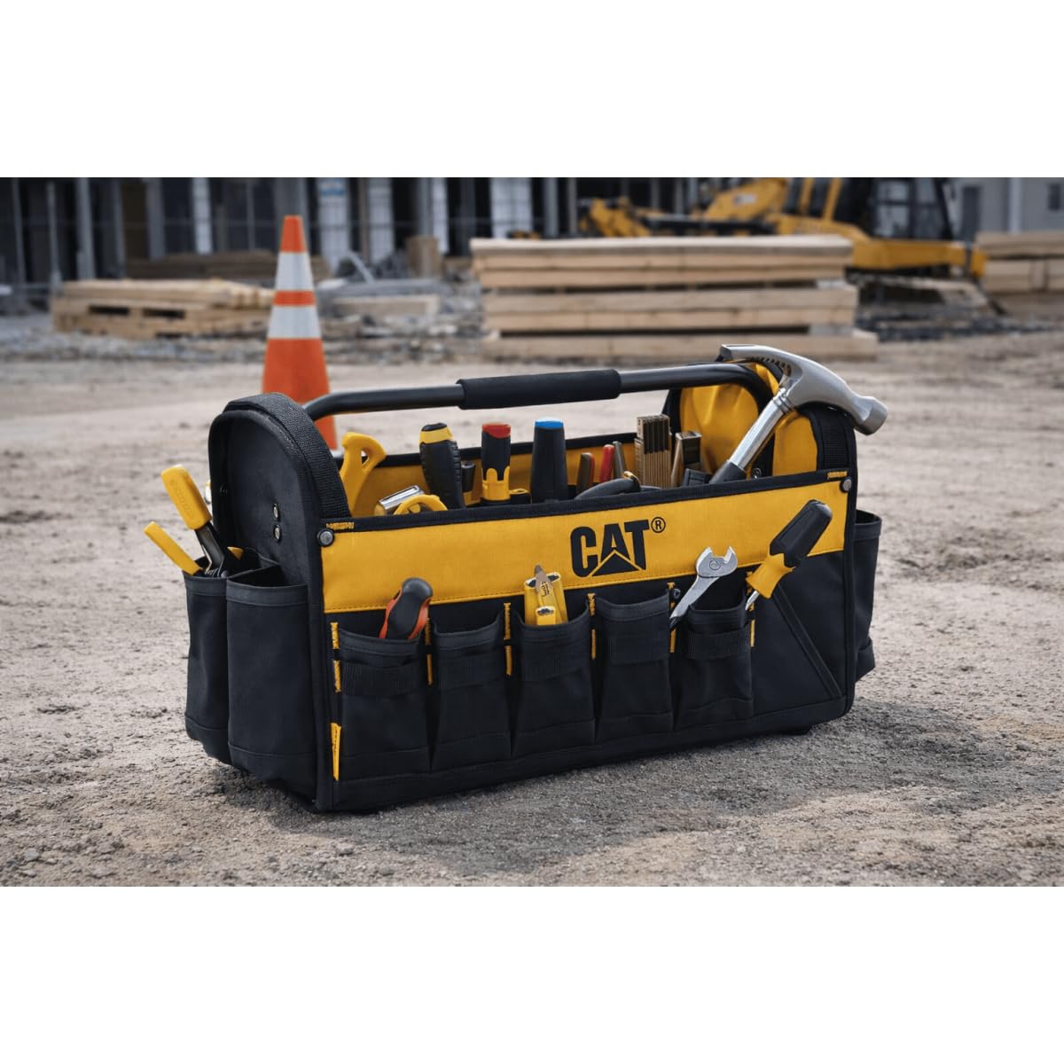 CATERPILLAR - Bolsa de herramientas 12L poliéster/PVC 1 bolsillo interior 16 bolsillos exteriores