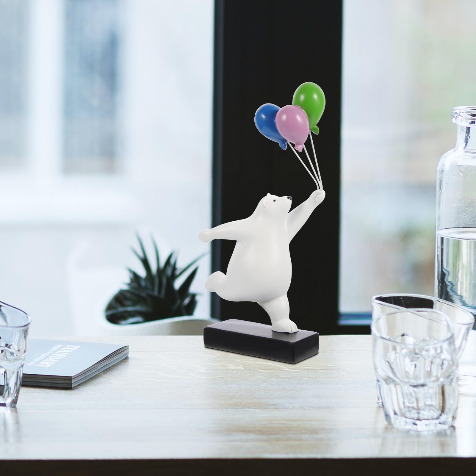 Holibanna Idea Originale Palloncino Orso in Resina Aspetto Vivid e Cartoon per Decorazione Casa e Ufficio, Ornamento da Scrivania