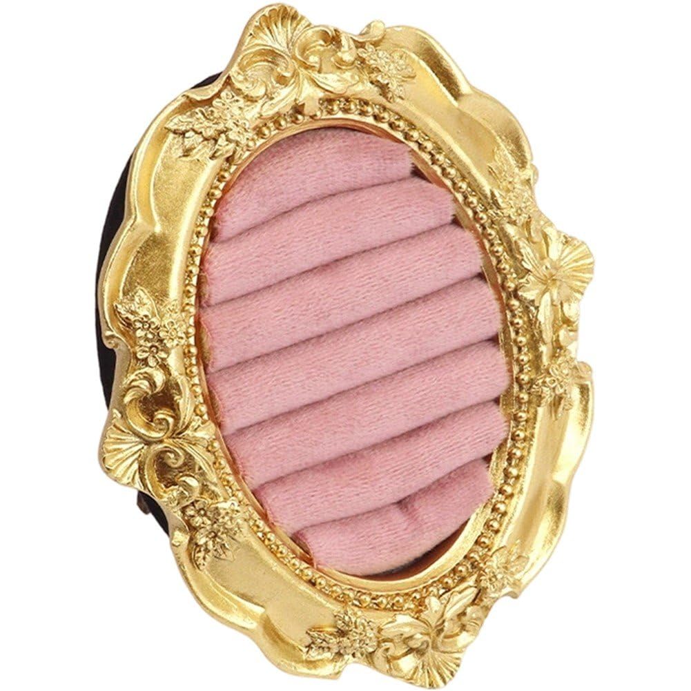 Baokuan Vintage Ring Stand Baroque Jewelry Ring Display Stand Oval Jewelry Display Frame Earring Holder Organizer Tray for Shop Home