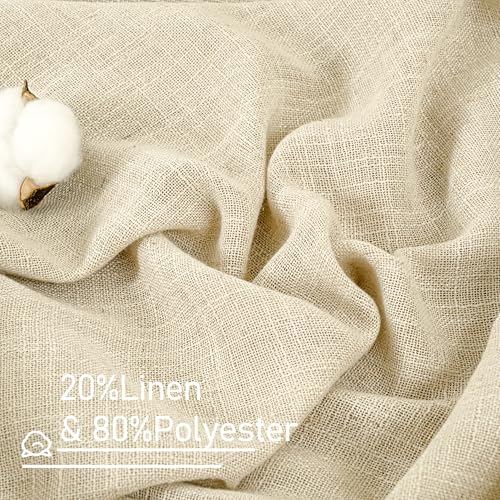 Image of LAMIT 102 inches Long Sheer Linen Curtains, Linen Textured Light Filtering Semi Sheer Bronze Grommet Natural Boho Drapes for Living Room /Farmhouse, 2 Panels, Beige, 52 x 102 Inch