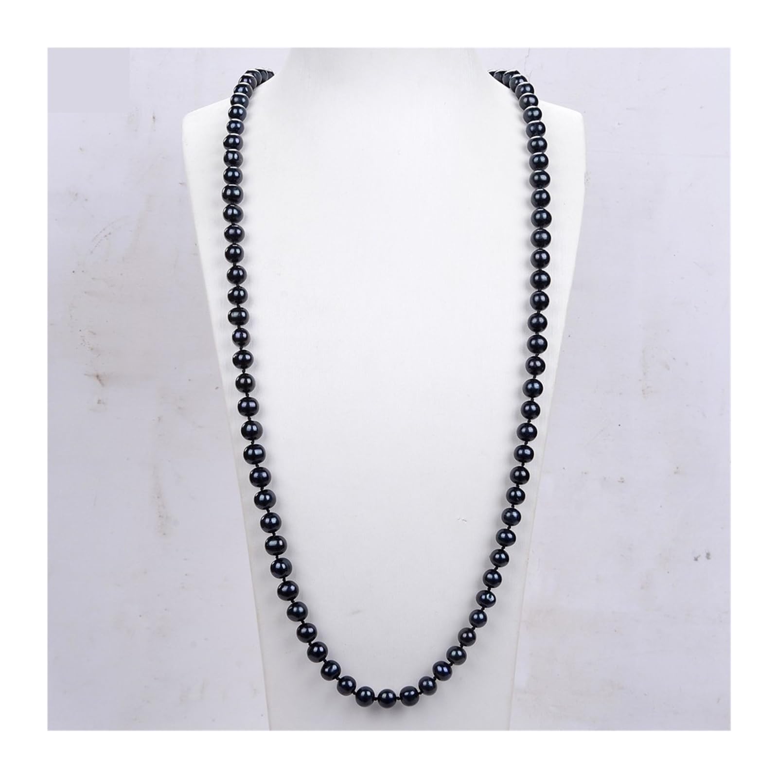 32" Black Round Long Necklace For Women Jewelry