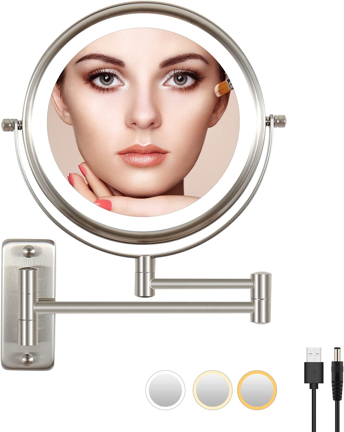 LANSI Rechargeable Lighted Makeup Mirror, 10x Magnifying