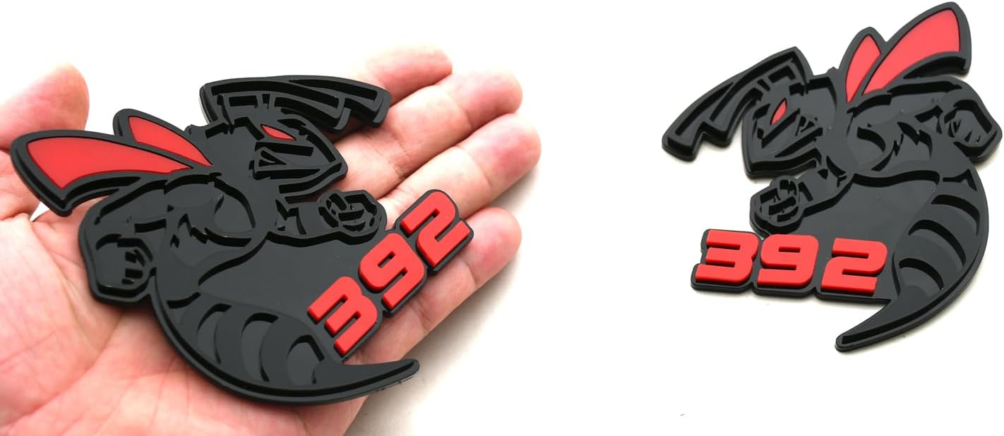 2Pcs Custom Hornet Badges Emblem BEE 3D Angry Agressive Badges Sticker Nameplate Replacement for 392 345 Universal Car Body Motorcycle SUV Door Window Decoration (Bee 392-Black Red)