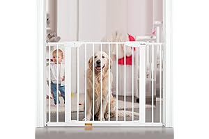 29"-43" Extra Wide Walk-Through Adjustable Baby Dog Gate with Extension Kits for...