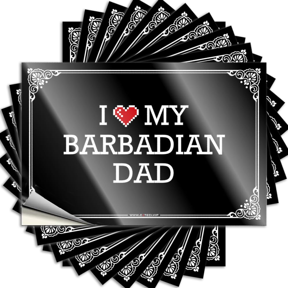 Back Yard Decorations Tumbler Sticker | I Love My Barbadian Dad Southern Durable Vinyl Sticker Easy Apply for Motorcross(6X9CM)
