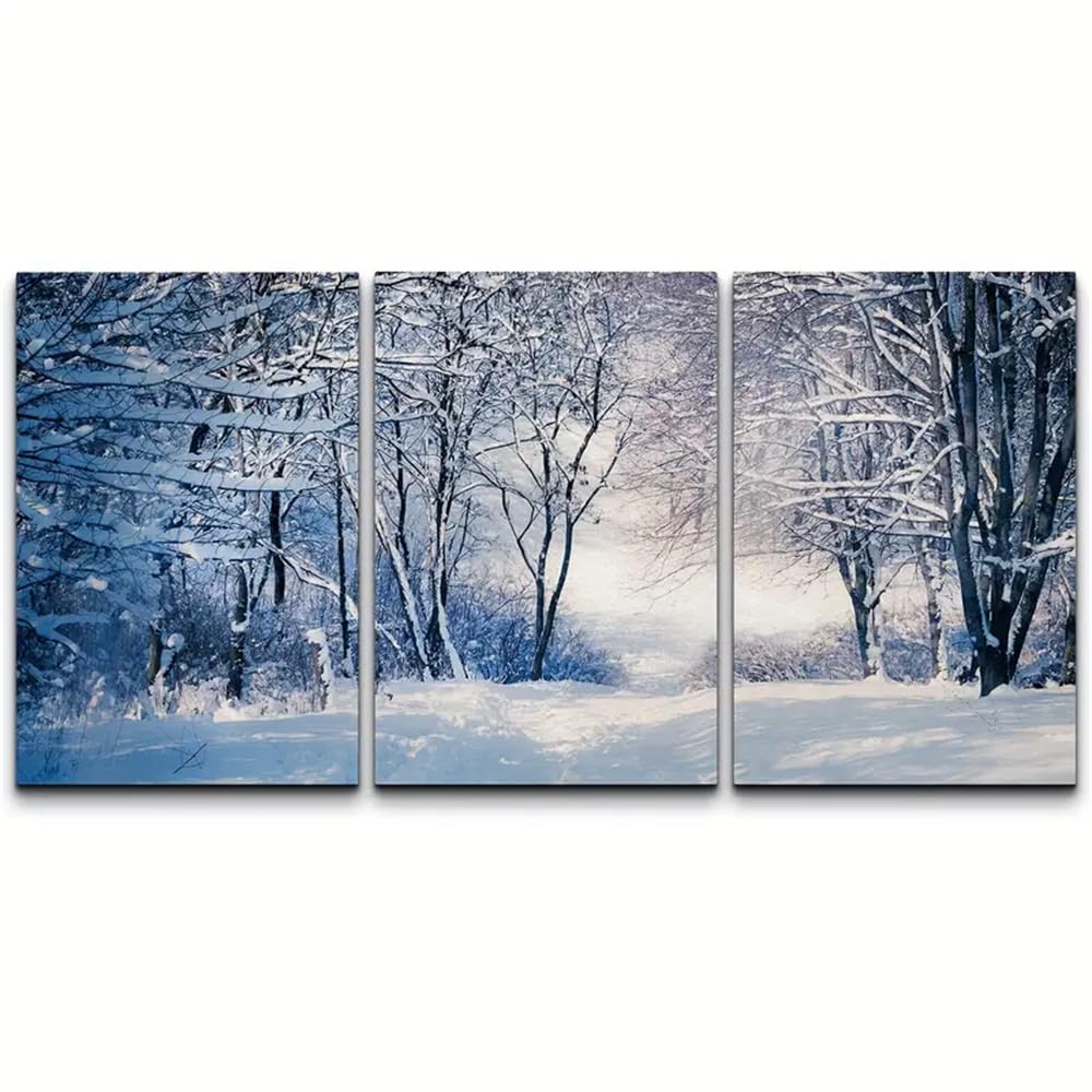 WBYZAC Botanical Posters-Abstract Canvas Wall Art Winter Landscape Snow Forest Snowy Forest - Modern Living Bedroom Kitchen Office Home Decor-60 * 80cm*3PCS (No Frame)