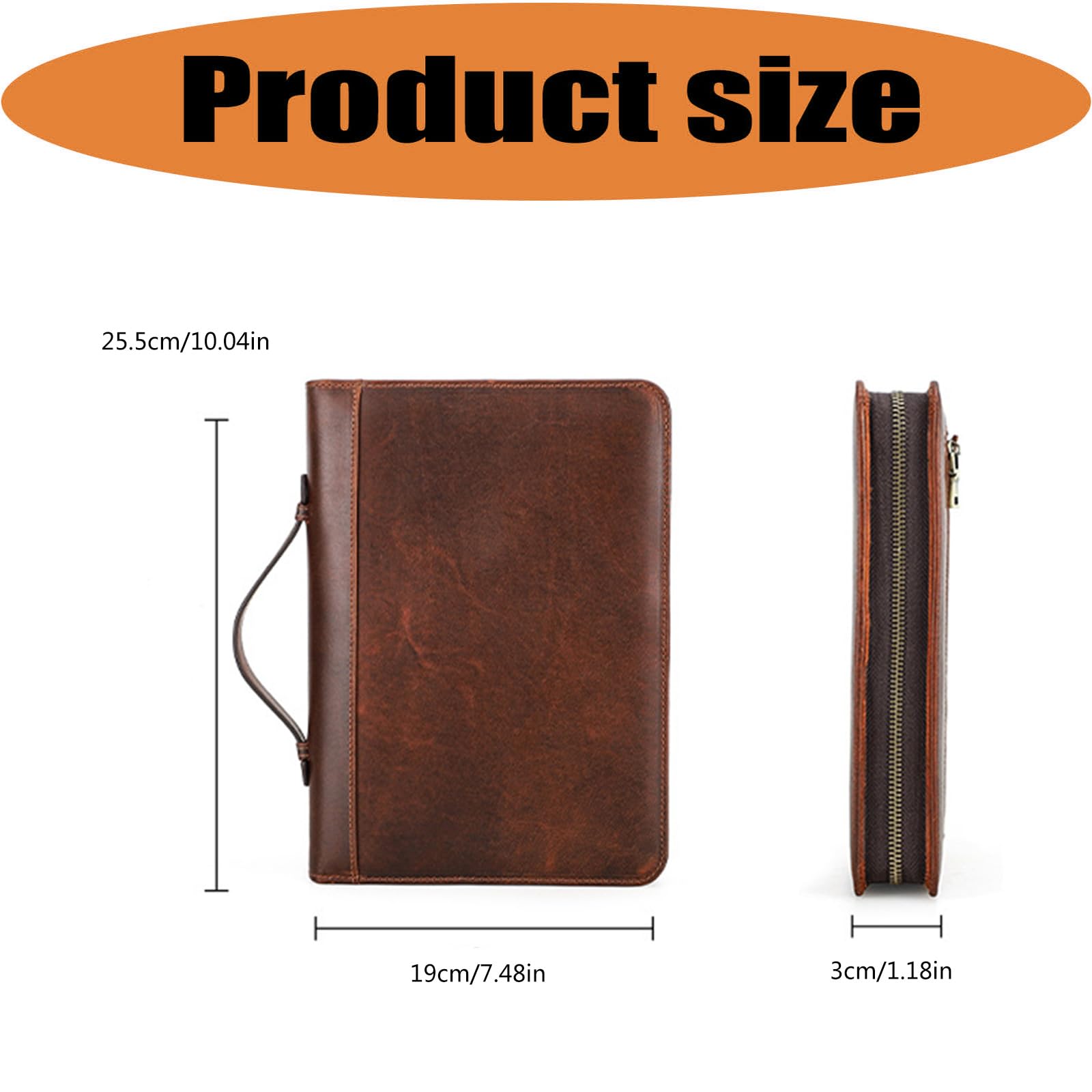 Funda para cuaderno para escribir notas, reuniones de negocios con cierre de cremallera, soporte para bolígrafo, bolsillo frontal, y correa para la muñeca, funda para cuaderno con cremallera de