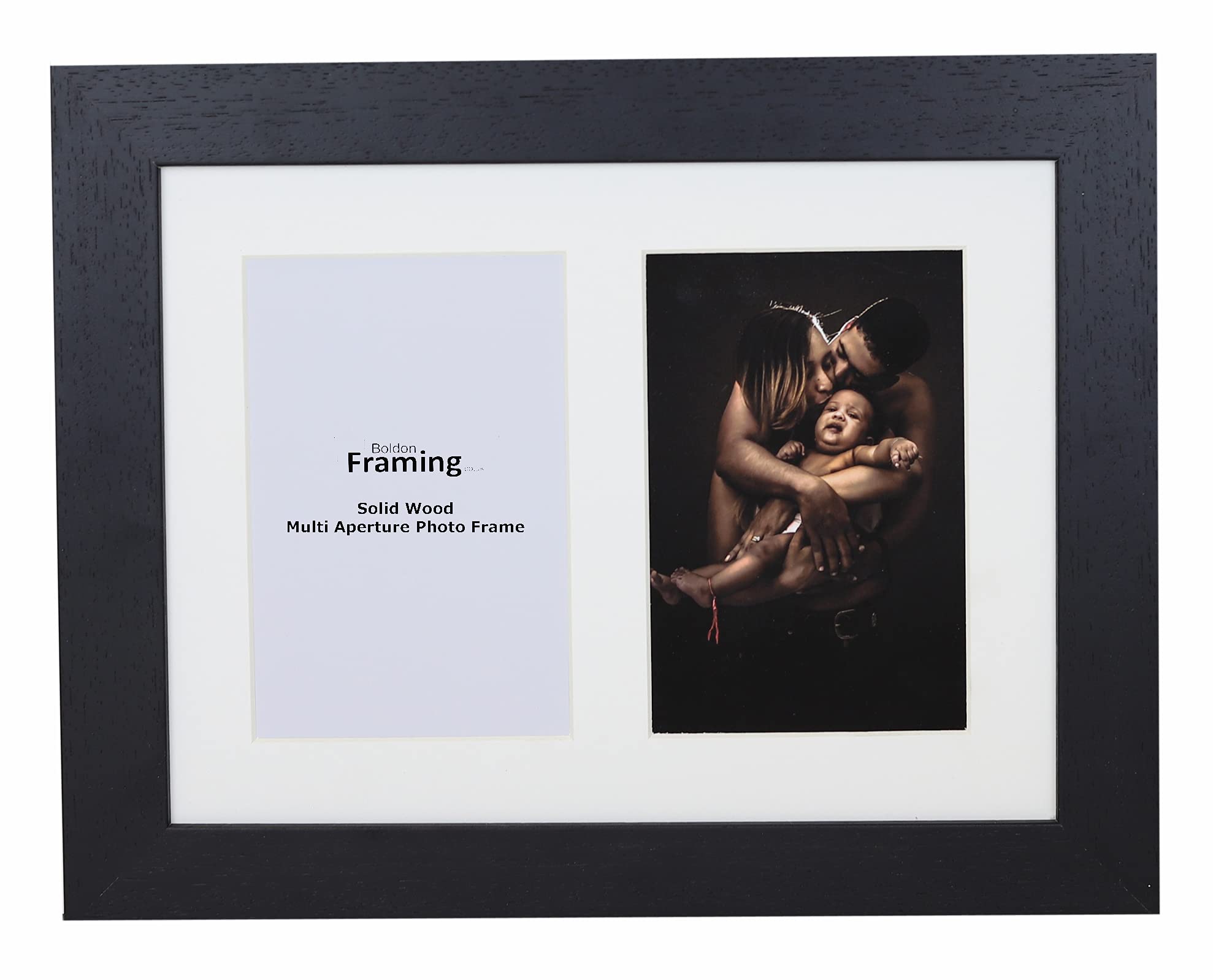 Boldon Framing Black Real Wood Square Multi Aperture Photo Picture Frame Instagram Wide Collage