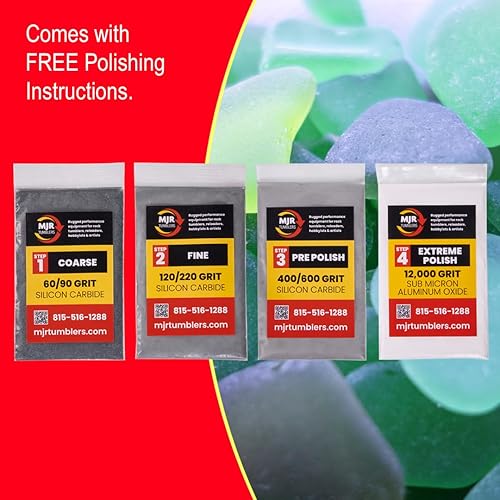 Miniatura 2 de Kit de recambio de grano con esmalte de óxido de aluminio MJR Tumblers de alta calidad de 12,000 granos submicrones para resultados inigualables.