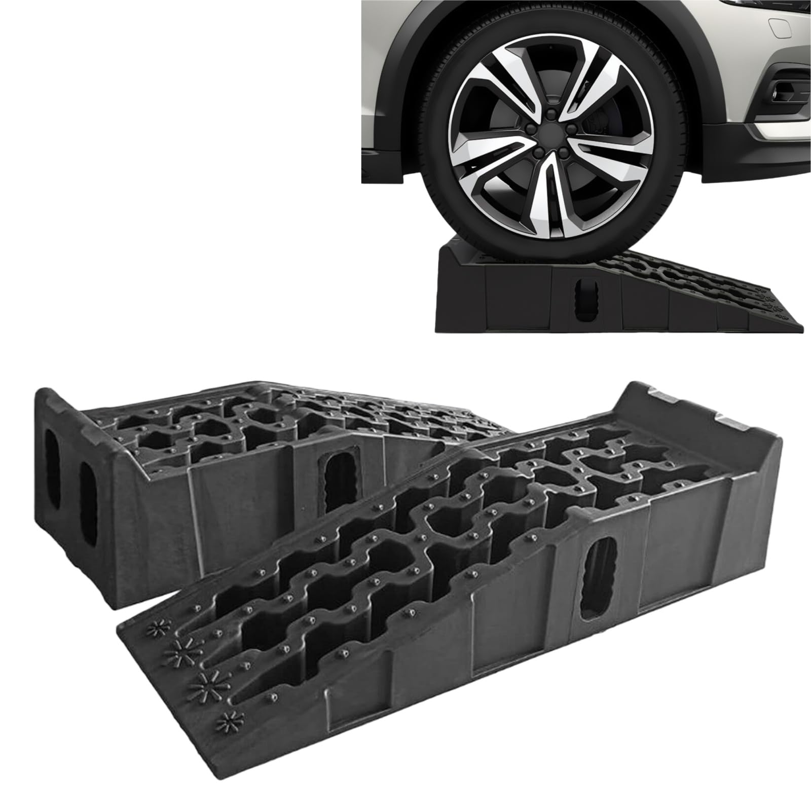 1 par de rampas de acceso de 7.25 toneladas para coches, rampa de plástico para elevación de hasta 170 mm, rampas de acceso para bordillos, escalones en plazas, entradas, aparcamientos, 92 * 32