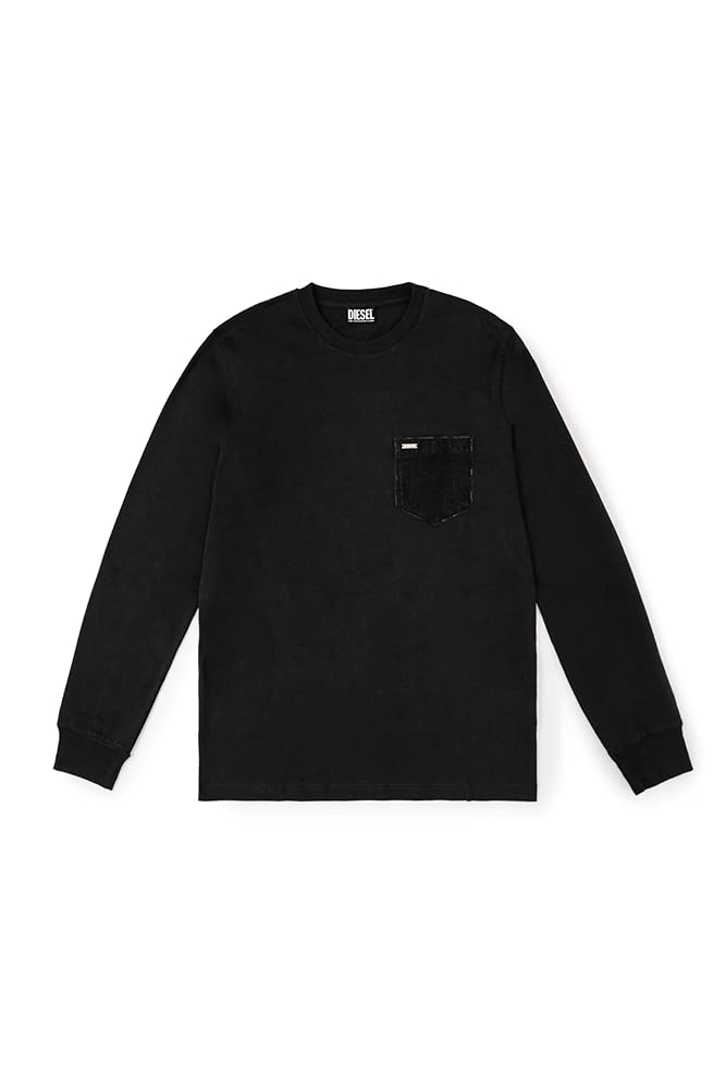 21aw DIESEL ロゴプリントロングTシャツ ブラック/UW377 新品正規品 DIESEL ディーゼル T-JUST-LS-A7 メンズ クルー