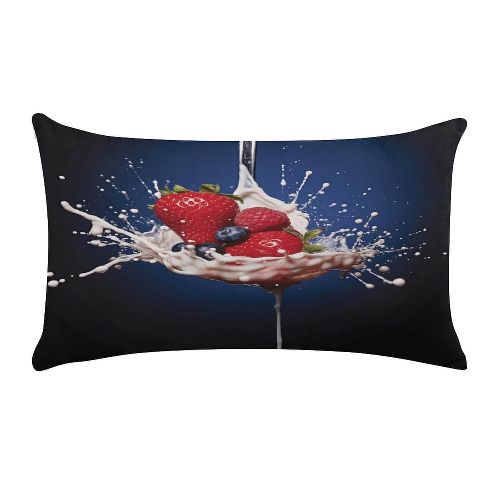 Fruit in Spoon Pillow Cover Super Soft Pillowcase Luxury Cozy Fuzzy Velvet Pillow Shams Breathable Standard Pillow Cases with Zipper Wrinkle-Free Pillow Cover 12 "×20 "