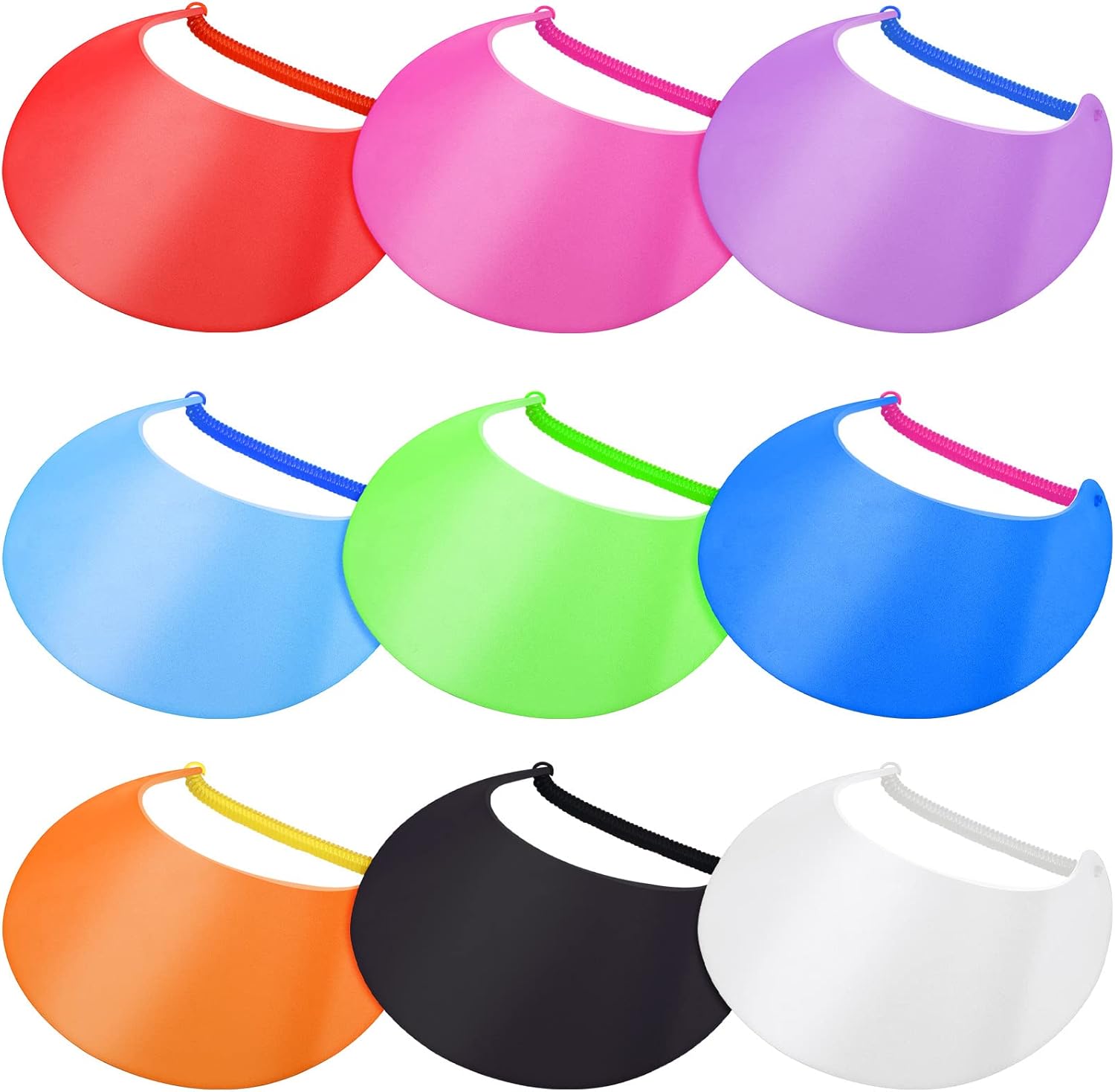 Hanaive 9 Pieces Foam Sun Visors for Women Solid Sun Visor Hat with