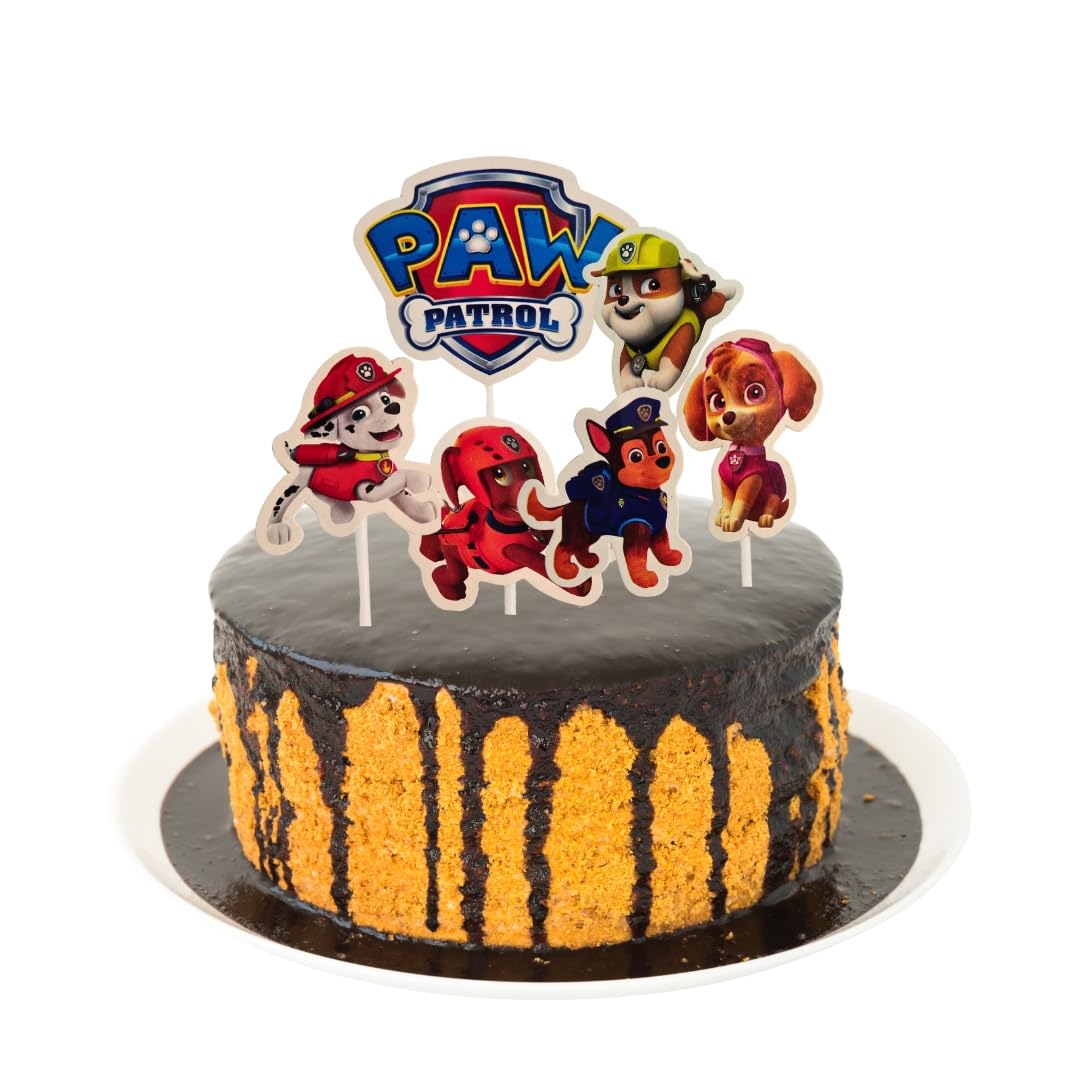 Pretty Ur Party Paw Patrol theme Cake Topper, Cake Toppers for Kids, Girls, Cake Decoration Supplies, Paw Patrol theme Cake Accessories, Handmade Topper