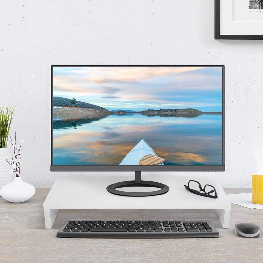 Supporto per Monitor da Scrivania, Rialzo per PC in Bambù, Supporto Ergonomico per Laptop, Computer, Notebook, 49,5 x 19,8 x 7,6 cm