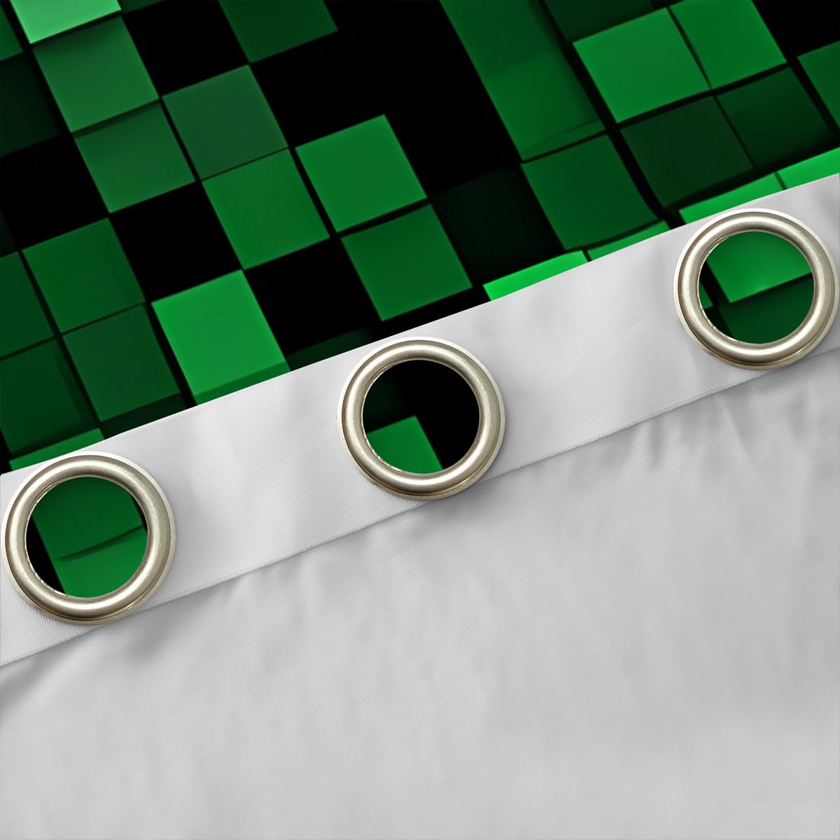 Manfei Pixelierte Miner Spieler Fenstervorhänge, Geometrische Kontrolle Videospiele Jungen Mädchen Zimmer Dekor, Gamepad Camo Grid Blackout Vorhänge, Schwarz Grün 2 Panels, XL Größe