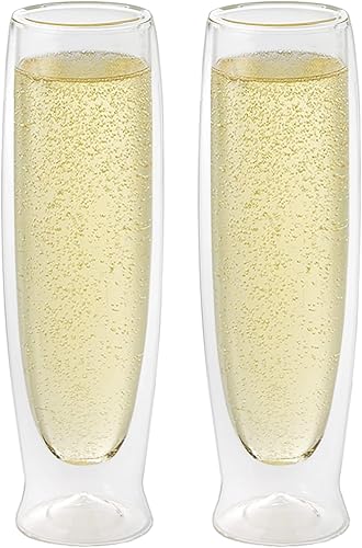 Oggi Copas de champán de doble pared aisladas, ideal para champán, cava, prosecco, vino espumoso, mimosa, novia, despedida de soltera, se mantiene