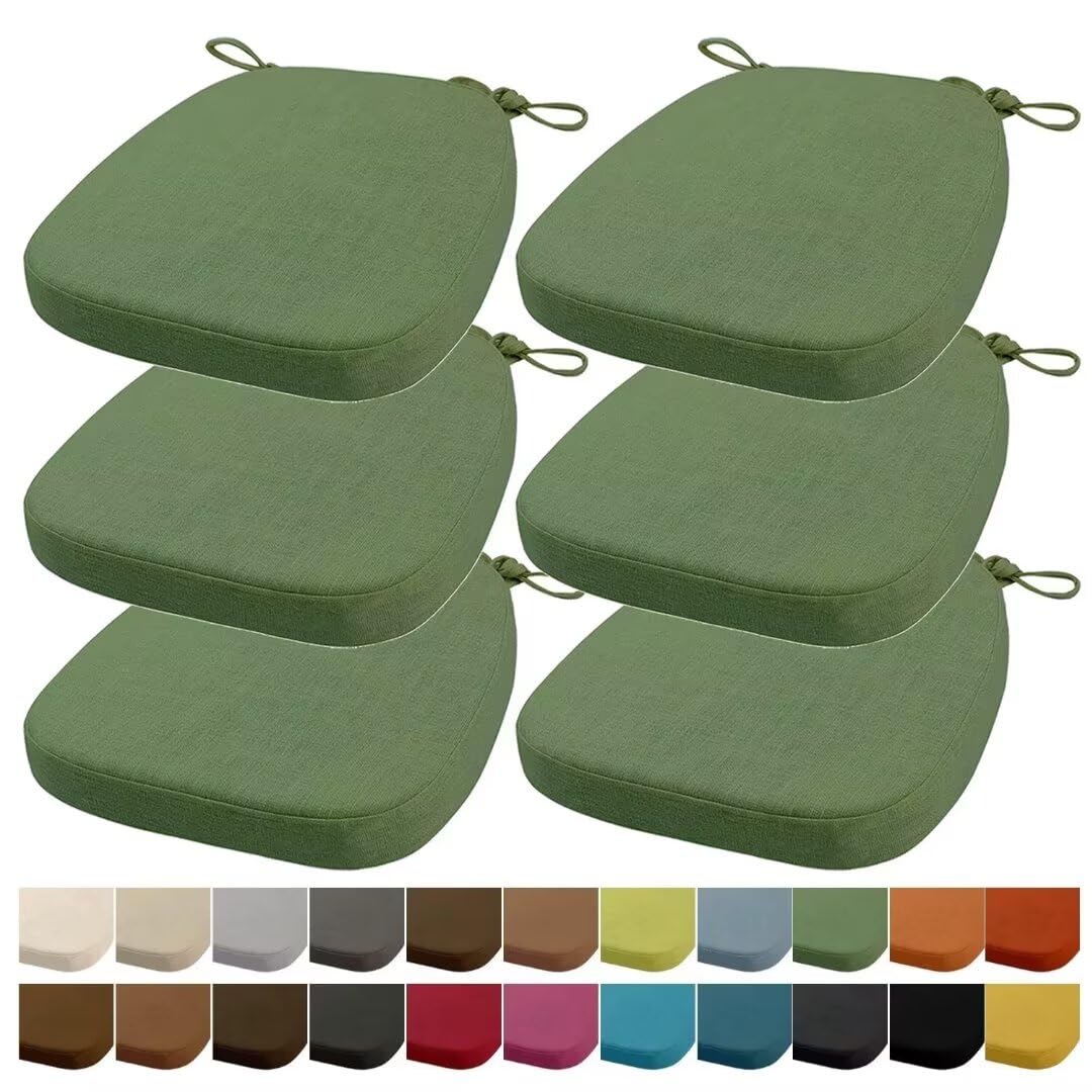 40x38x33CM(3CM Spessore) cuscino per sedia, cuscino per sedia da giardino, lavabile, con cerniera, cinghia (Agata verde,6 pezzi)