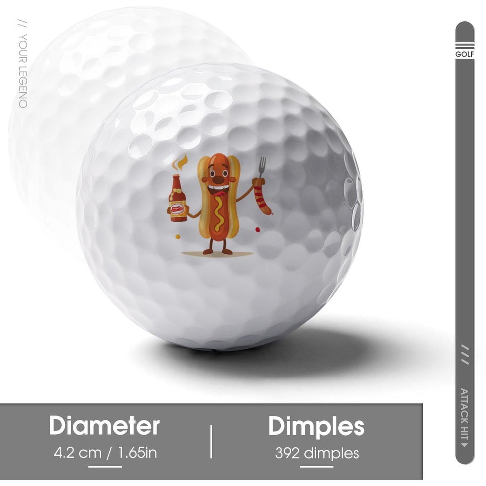 Funny Hot Dog Novelty Golf Balls Soft Elasticity Feel Printed Golfs Training Ball Outdoor Sporting Goods