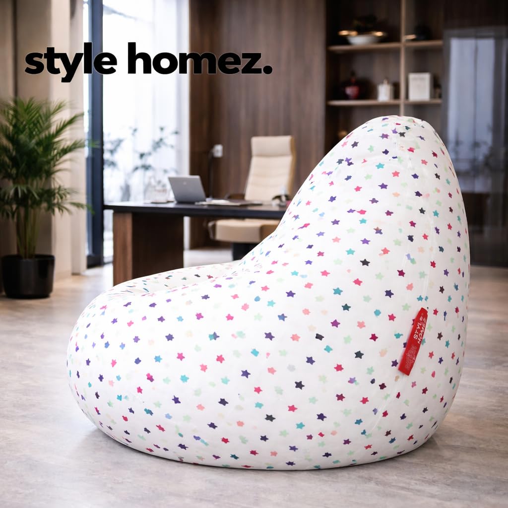 Style Homez Classic Cotton Canvas Star Printed Bean Bag XXXL Size Cover Only 2