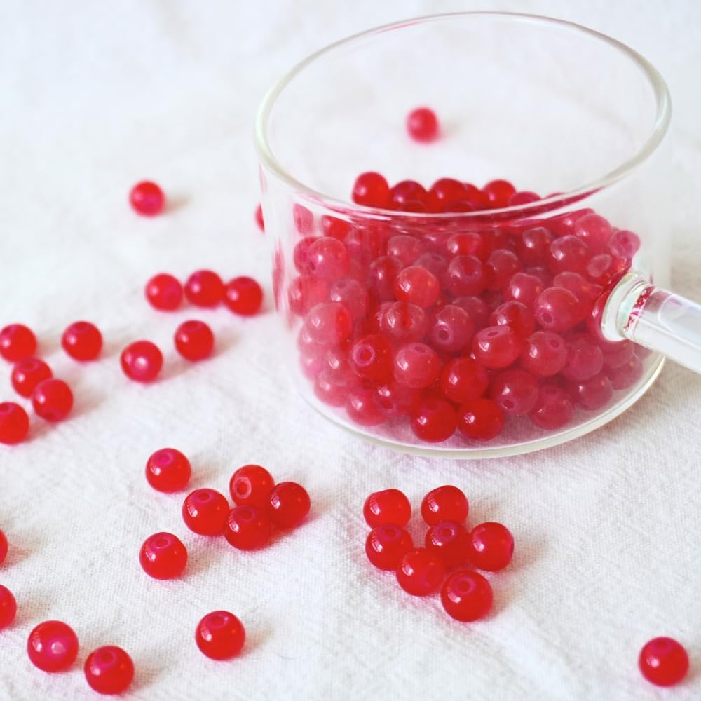 Jabrand 240pcs Glass Beads for Bracelets, 6mm Round Glass Beads for Jewelry Making DIY Crafts (Red) - Image 3