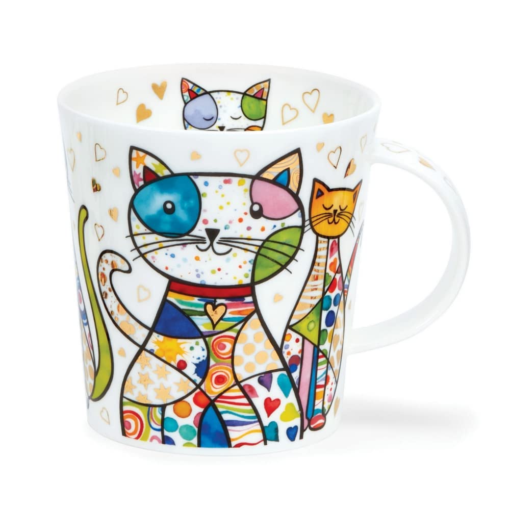 DunoonLommond Mug 0.32 Litre Fine Bone China Blingers Cat Dog and Owl (Cats)