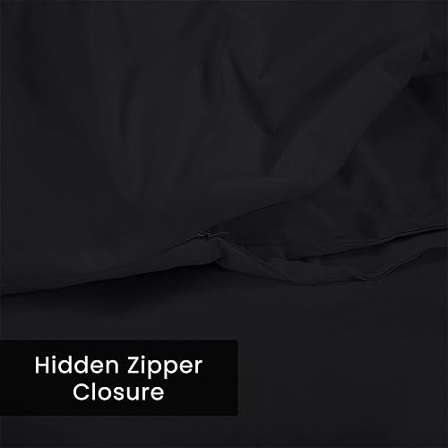 Miniatura 7 de ROYALE LINENS Funda de edredón negra tamaño King, fundas de edredón de 3 piezas, cierre de cremallera, 1 funda de edredón King de 104 x 90 pulgadas