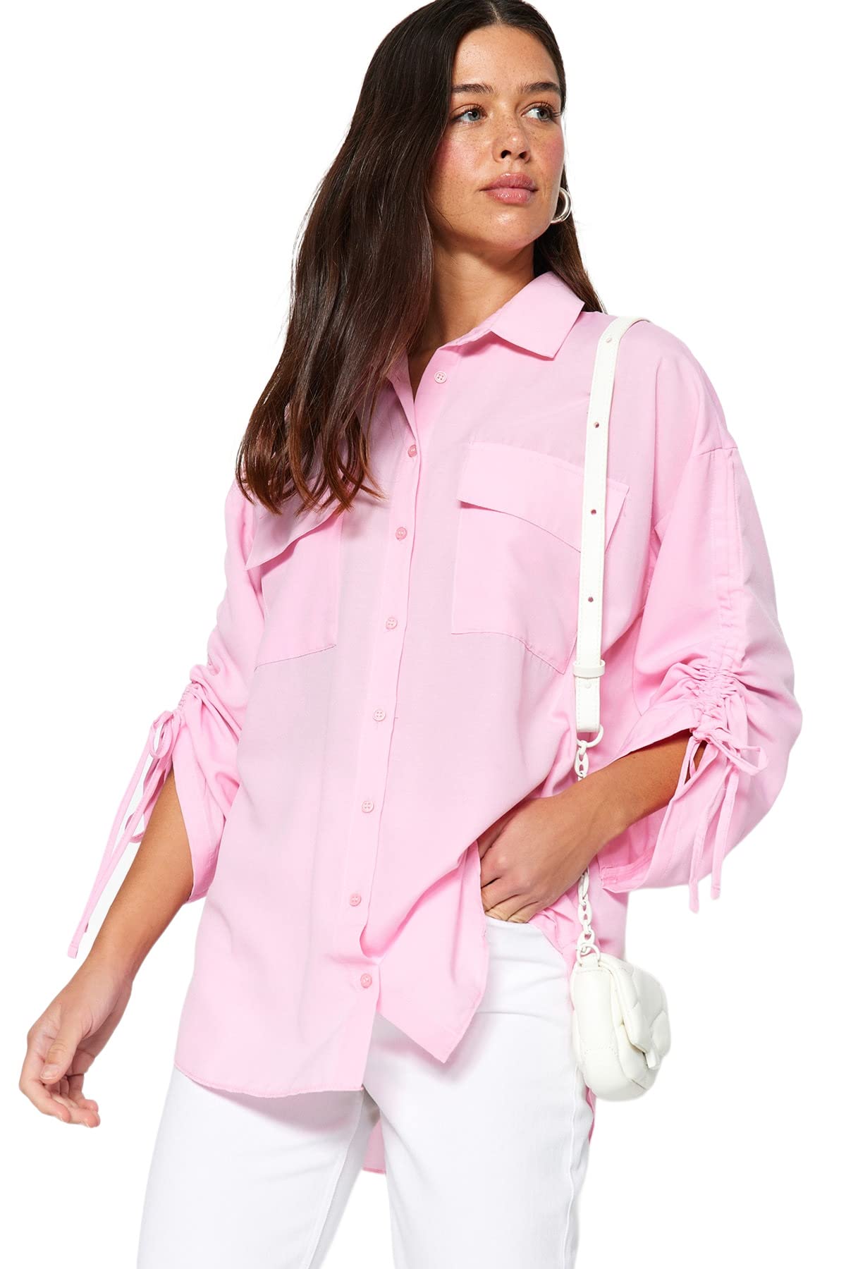 Trendyol Damen Gerade Lange Ärmel Entspannt Hijab-Shirt