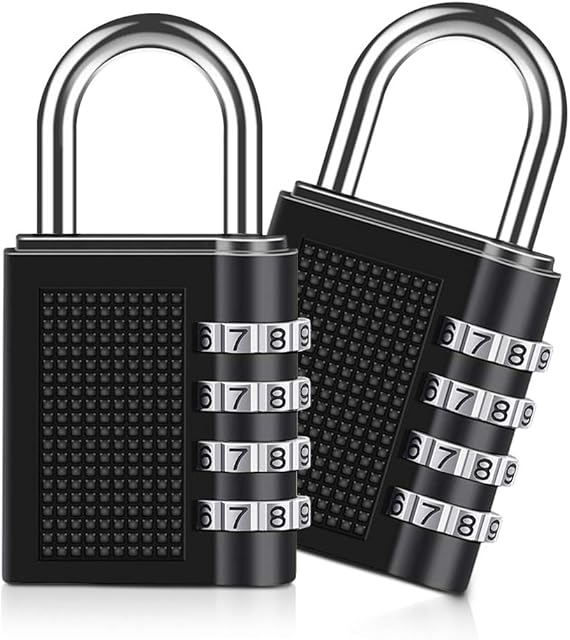 Combination Padlock, [2 Pack]Diyife 4 Digit Combination Lock, Padlock Weatherproof Outdoor for School Gym Locker, Shed, Fence, Hasp(Black)