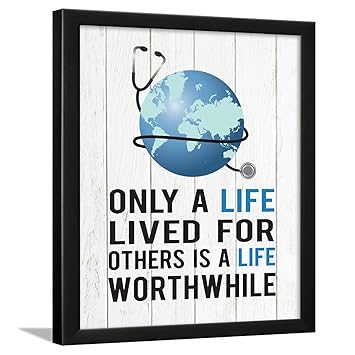 Chaka Chaundh - Doctor Quotes Wall Frames -Doctor poster- Quotes Wall Frames for Hospital - Medical quotes wall frames for clinic - (13.5X10.5 Inches) (Life lived for others - Blue)