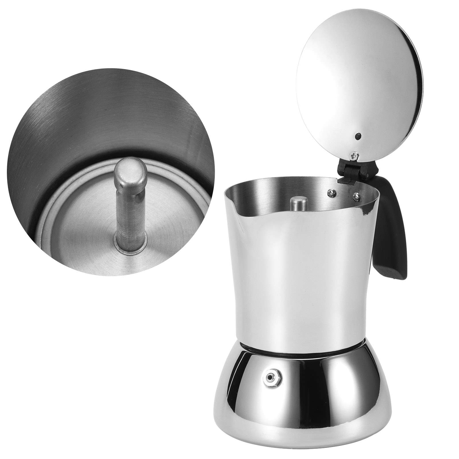 Caffettiera in acciaio inossidabile 304 Caffettiera da 4 tazze Bollitore per caffè Pentola per moka Utensili da cucina per caffetteria domestica