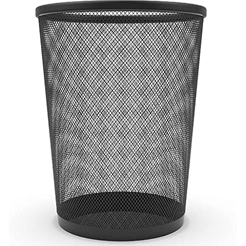AVLASH ® Circular Mesh Waste Bin , Lightweight Waste Basket Garbage Can, Metal Trash Bin for Kitchens Home Offices Dorm Rooms Living Rooms Bedrooms (Black) Cover