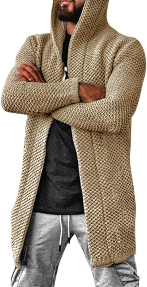 Oanviso Cardigan Homme Gilet Automne Veste Tricoté Chaud Avec Col Droit Manche Longue Bouton Gilets Tricotés Pulls Veste En Maille Coupe Ajustée Cardigans A Beige XS