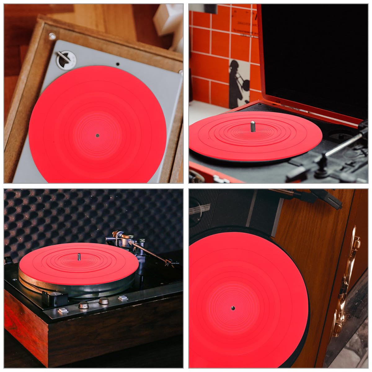 Tappetini in Silicone Antistatici 2 Pezzi Protezione Delicata e Sicura per Giradischi Vinile per Dischi, Accessori per Dj e Appassionati