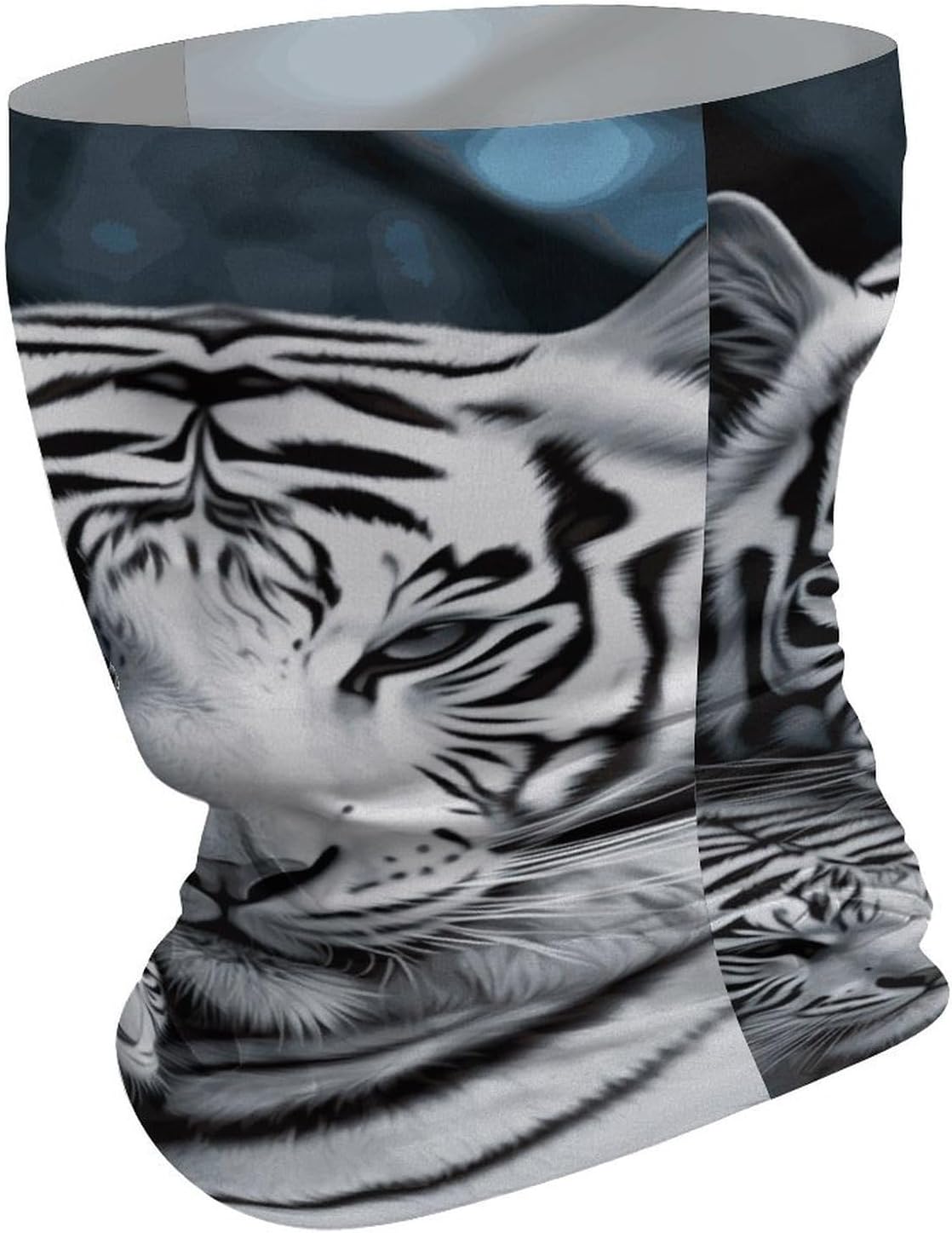 Sun UV Protection Neck Gaiter Upf 50+ Balaclava Ski White Tiger Face Mask Summer Face Cover Scarf Breathable Bandana for Fishing Hunting Kayaking Hiking Cycling Outdoor Activities