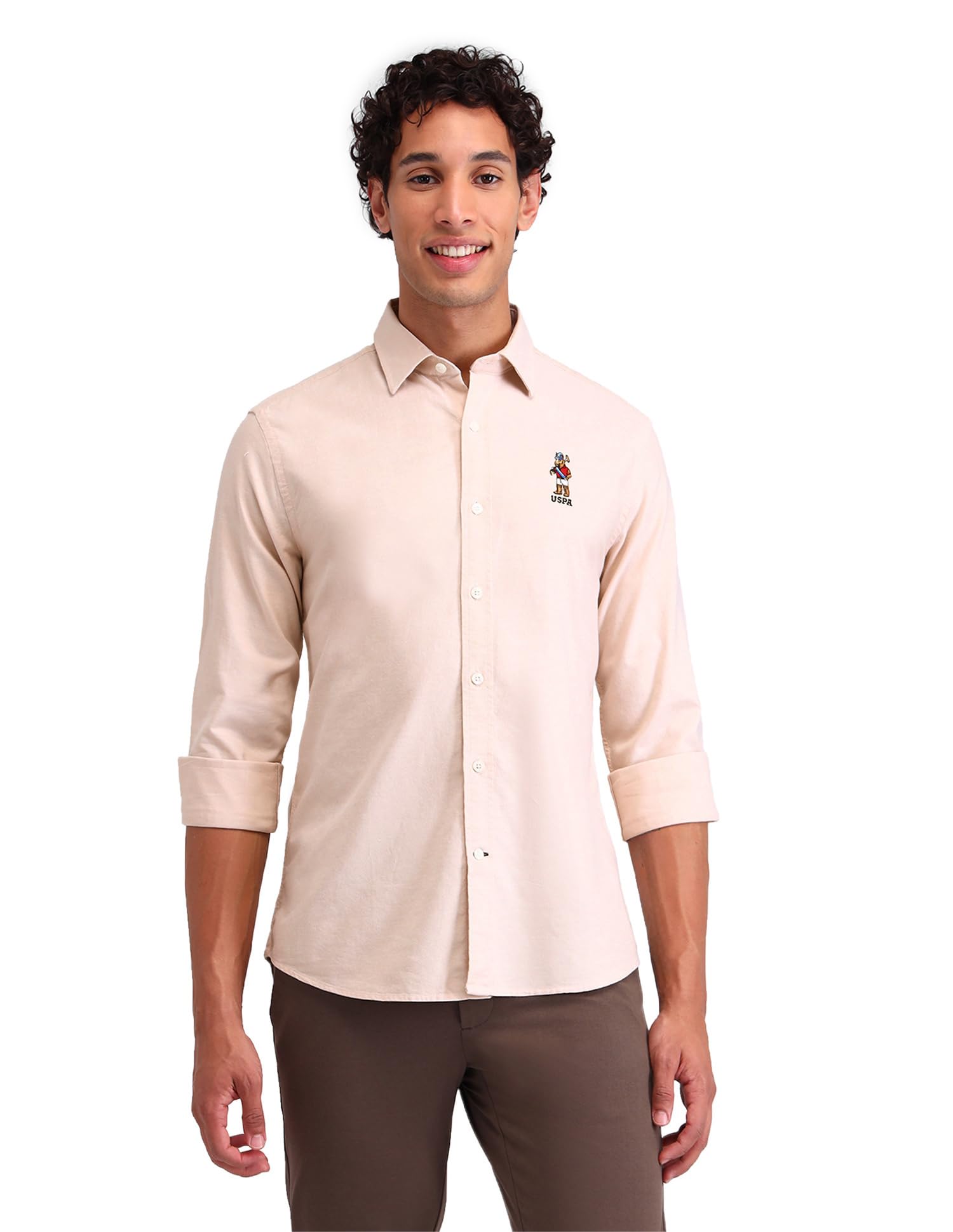 u.s. polo assn. Solid Tailored Fit Shirt for Men - 100% Cotton, Breathable & Comfortable, Full Sleeves Casual Shirt for Men-picture-52