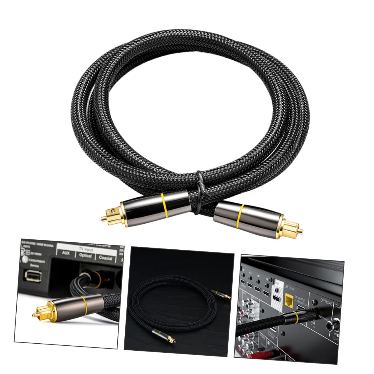 SHINEOFI Cavo Audio Ottico Digitale in Fibra 15m Nero Coperture | Trasmissione per Console, Sound Bar e Tv, Corpo Flessibile, Accessori Protettivi Inclusi