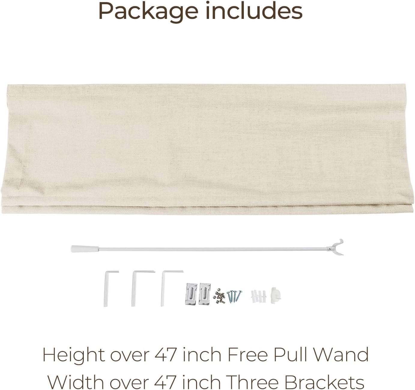 TWOPAGES Linen Roman Shades for Windows Custom Cordless Blinds for Indoor Windows,French Doors,Bedroom, Living Room, Bathroom(Sand Beige, Custom Made)