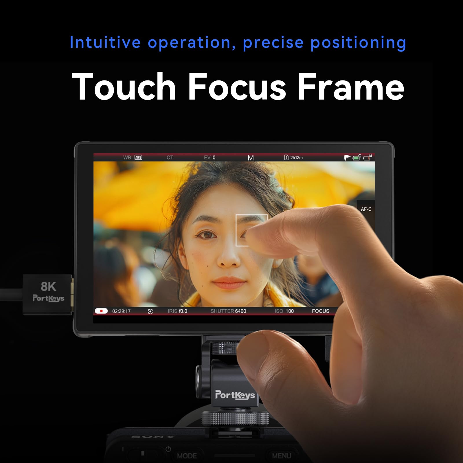 Portkeys LH5C 5,4" Monitor do Aparatu Wejście 4K HDMI, Sterowanie Aparatem Dotykowy Focus dla FX2/FX3/FX30/A6700/A7S III/A7M IV, R5/6/7/8, GH6/BGH1/S5, Monitor DSLR 3D LUT Waveform Focus Peaking