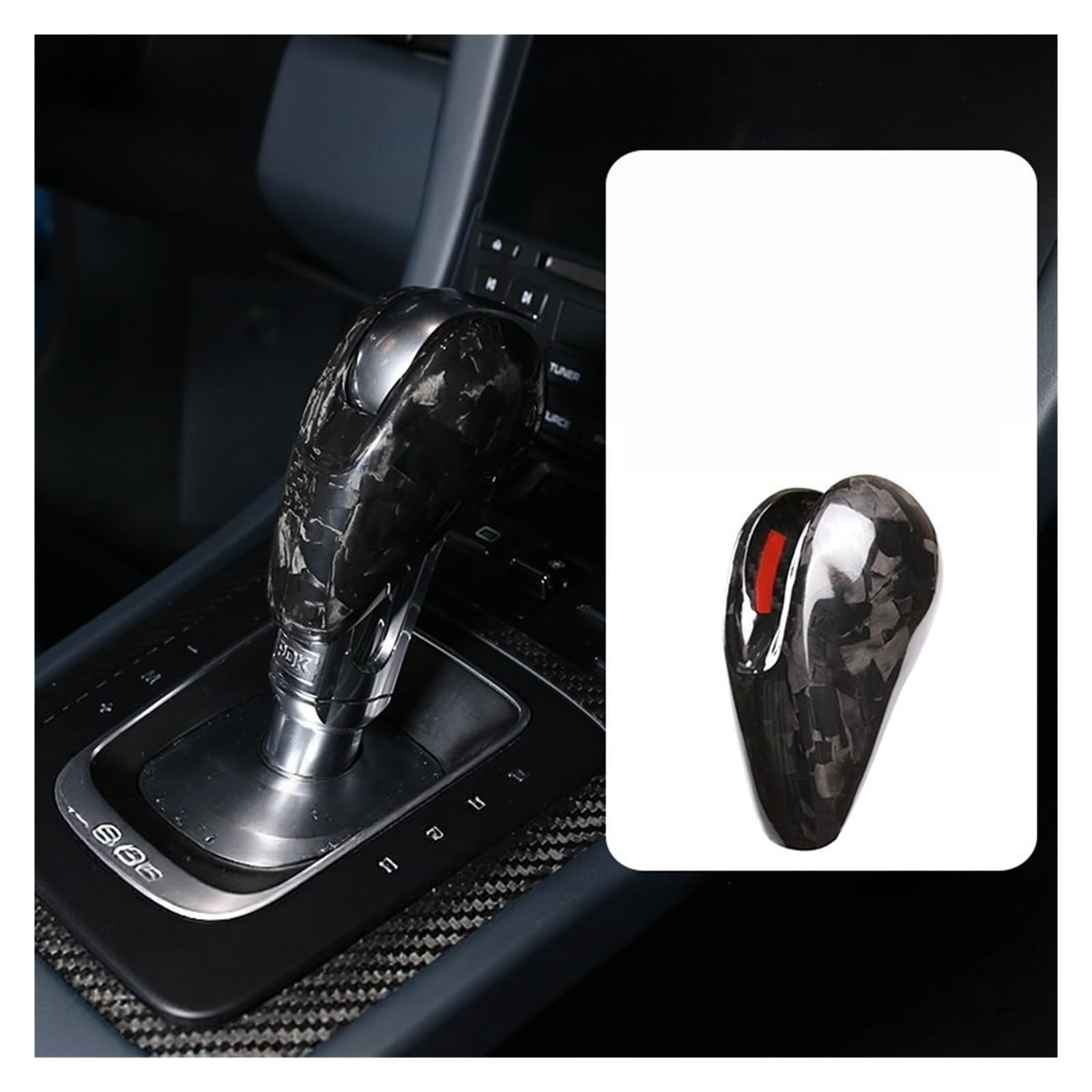 Thxzinglwg Forged Pattern Compatible For Porsche 718 911 Macan Carbon Fiber Shift Knob Cover