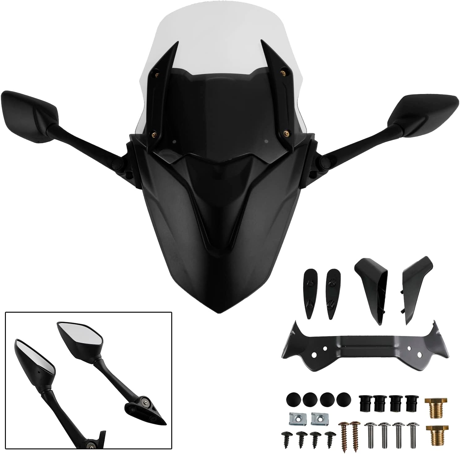 Motorcycle Windshield Aluminum WindScreen with Side Rear View Mirrors fit for Yamaha NMAX155 N-MAX 155 2021-2022