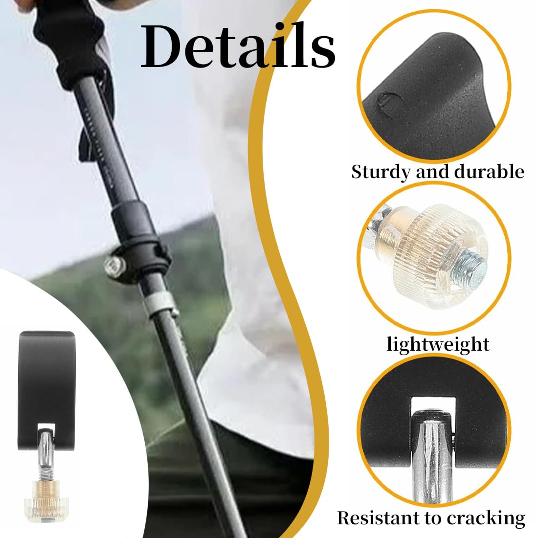 Bastoncini da trekking,6 morsetti neri per bastoncini da trekking, morsetti esterni da 14 mm, pezzo di ricambio per bastoncini da trekking