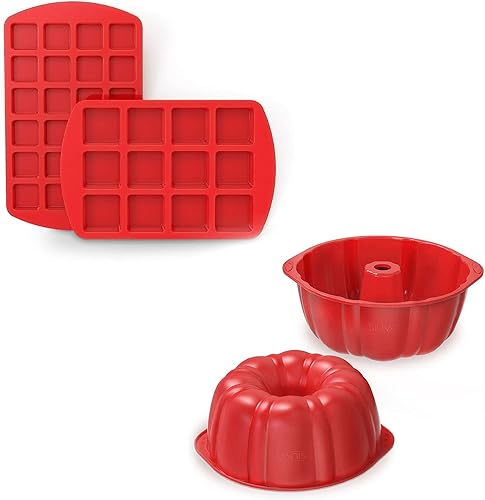 SILIVO 2 sartenes de silicona para brownie + 2 sartenes de silicona