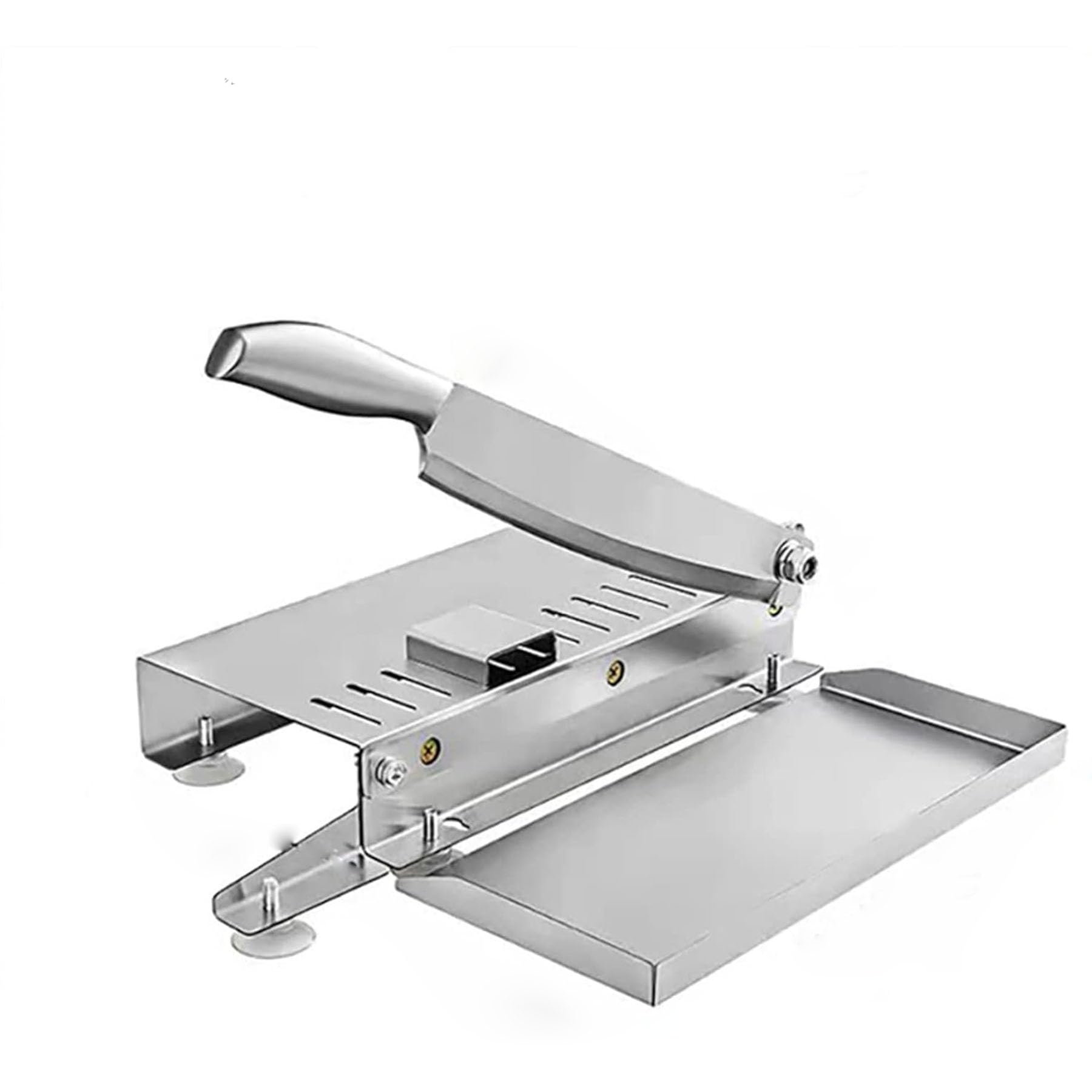 Ręczna krajalnica do mięsa kostnego, krajalnica do żywności ze stali nierdzewnej do żeber, ryb, kurczaka, wołowiny, mrożonego mięsa i warzyw, ostrze 26 cm