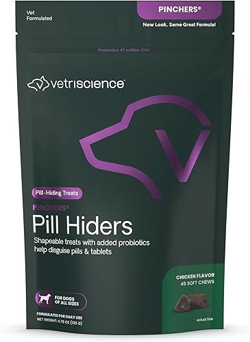 VETRISCIENCE Pinchers Pill Hiding Treats for Dogs Pill Hider Dog Treats with Probiotics for Concealing Medicine, Capsules and Tablets, Convenient